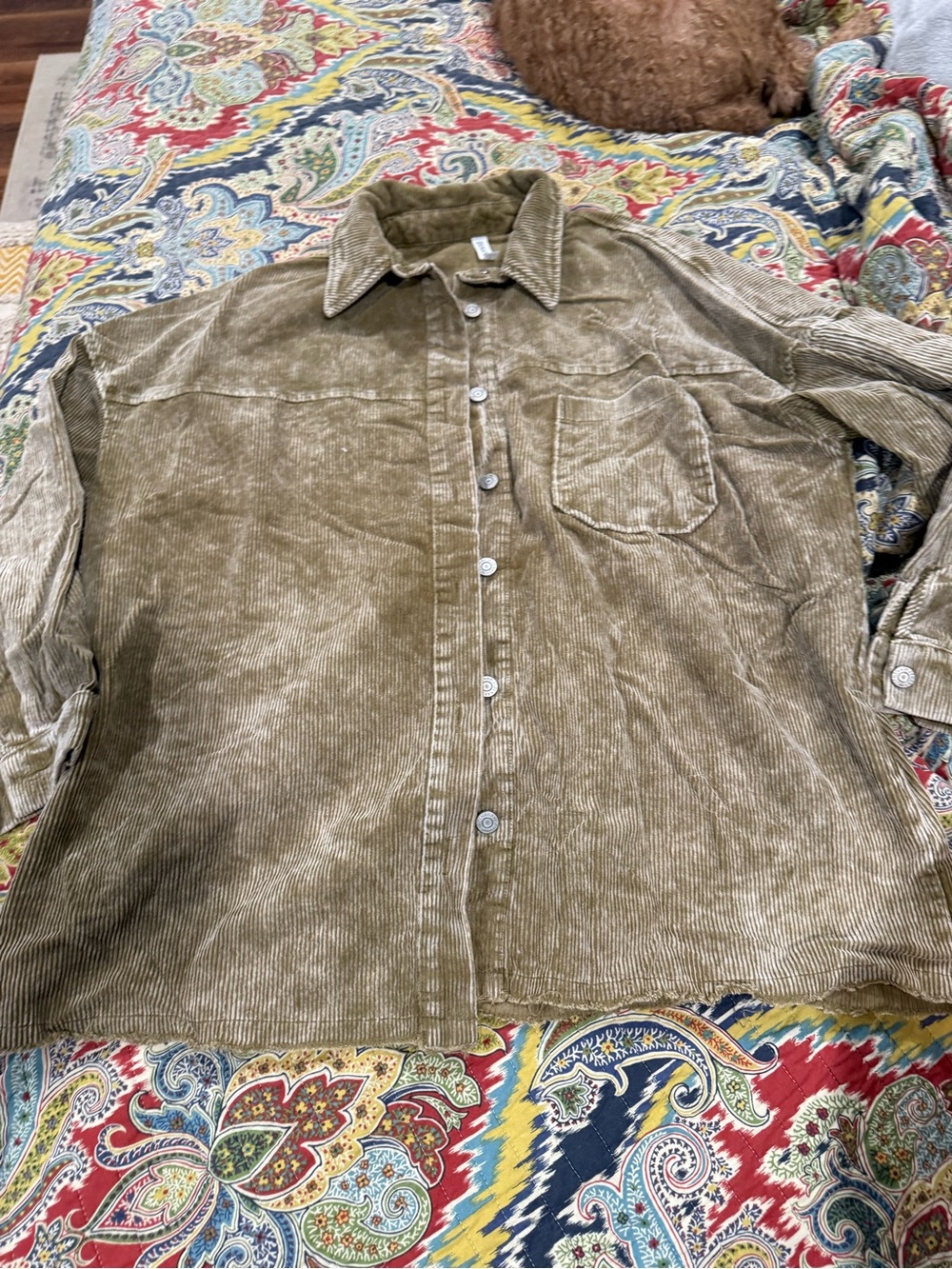 Zenana Outfitters Tan Corduroy Button Jacket